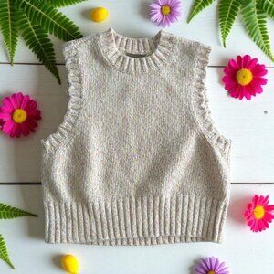 PIECES Women's Multicolor Knit Crewneck Sweater Tank Top Size Large